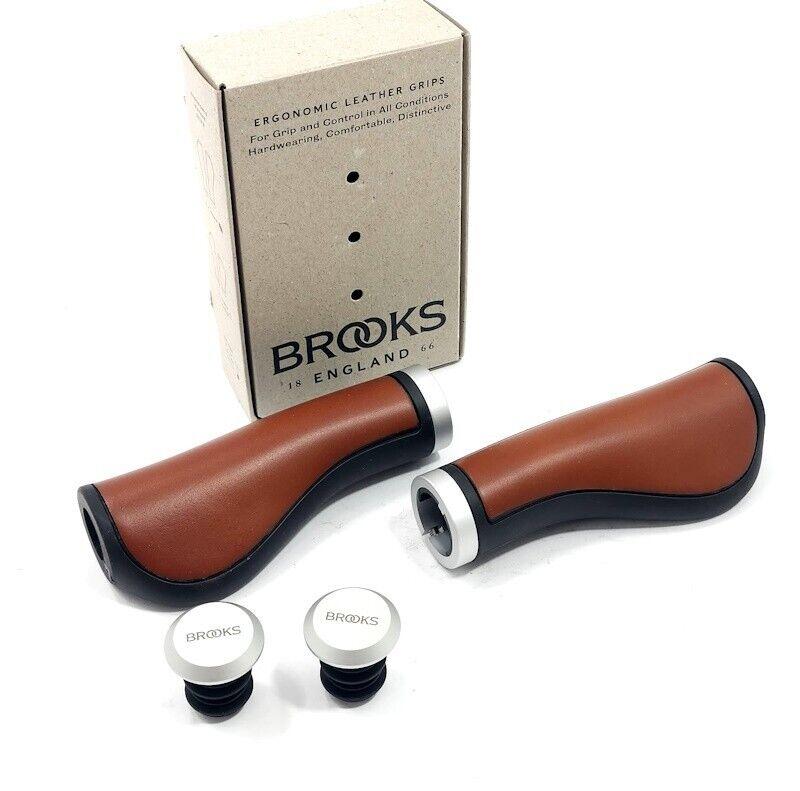 Brooks Ergonomic Leather Bicycle Handlebar Grips 130mm